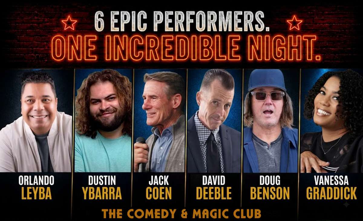 Orlando Leyba, Dustin Ybarra, Jack Coen, Doug Benson, David Deeble and Vanessa Graddick at 8PM